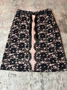 Wool Lace overlay Skirt Pink Black Sz S Boudicca Y2K Coquette Feminine Romantic